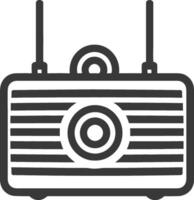 Black and White Line Drawing of a Retro Radio with Antennas vector