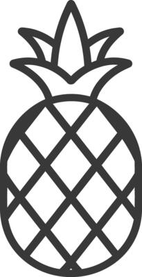 Black and White Line Drawing of a Pineapple