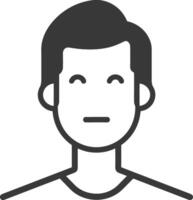 Black and white line art illustration of a mans face with a neutral expression vector