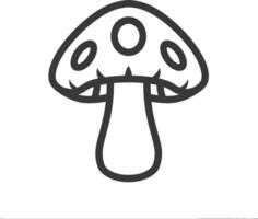Black and white line art illustration of a mushroom with three dots on its cap vector
