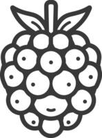 Black and White Line Drawing of a Raspberry vector