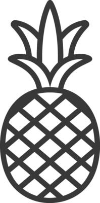 Black and White Line Drawing of a Pineapple