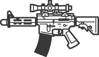 Black and White Line Drawing of a Rifle with Scope vector