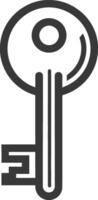 Black and White Line Drawing of a Key with a Round Head vector