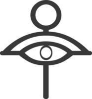 A stylized eye with a circle above it and a line below symbolizing seeing knowledge or perspective vector
