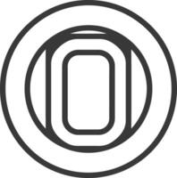 A stylized letter O with multiple concentric circles vector