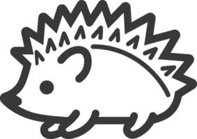 Black and White Line Drawing of a Hedgehog vector