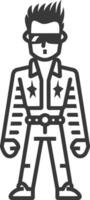 Cartoon Illustration of a Person Wearing Sunglasses and a Jacket with Stars vector