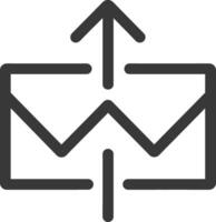Black and White Line Art of an Envelope with an Upward Arrow vector