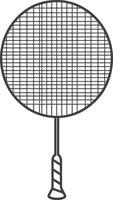 Black and White Line Drawing of a Badminton Racket vector