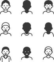 Set of Nine Different Male User Icons vector
