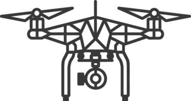 Black and White Line Drawing of a Drone with a Camera vector