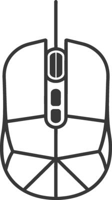Black and White Line Drawing of a Computer Mouse