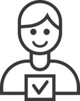 Smiling Person Holding a Checkmark in a Square vector