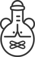 Black and White Line Drawing of a Flask with a Mouth Covered by an X vector