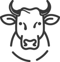 Black and White Line Drawing of a Cows Head vector