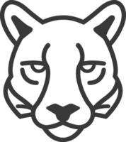 Black and white line drawing of a cougars head vector
