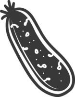 Black and White Line Drawing of a Cucumber vector