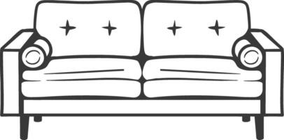Black and White Line Drawing of a Modern Sofa vector