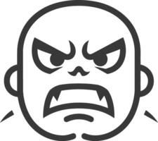 Black and White Line Drawing of an Angry Cartoon Face with Fangs vector