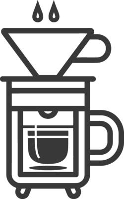 Black and White Line Drawing of a Coffee Maker