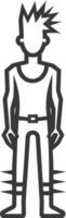 Line Drawing of a Person with Spiked Boots vector