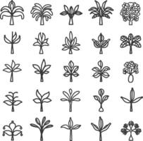 A set of different types of trees and plants vector