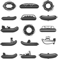 A set of different types of inflatable boats vector