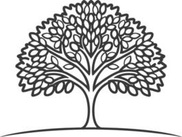 Stylized Black and White Illustration of a Tree vector