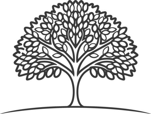 Stylized Black and White Illustration of a Tree