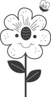 Smiling Flower with Butterfly and Leaves vector