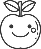Smiling Apple with Leaves and Stem vector