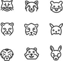 Animal icons set, line style, illustration vector
