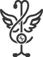Stethoscope with Wings and Heartbeat Symbol vector