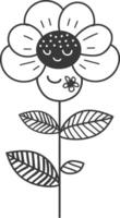 Smiling Flower with Dotted Center and Small Flower vector