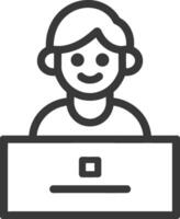 Smiling Person Using a Laptop vector