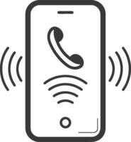 Smartphone with Incoming Call and Signal Bars Icon vector