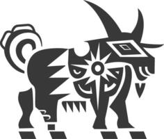 Stylized Black and White Illustration of a Goat with Geometric Patterns vector