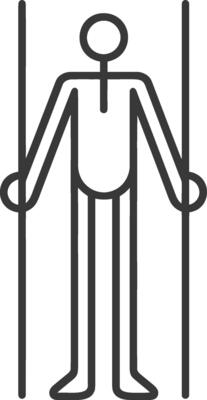 Stick Figure Holding Two Vertical Bars