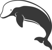 A black and white image of a dolphin vector