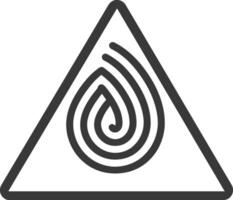 A black and white image of a triangle with a fingerprint vector