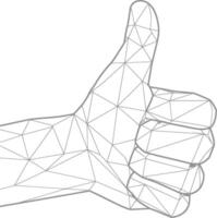 A hand with a thumb up and a triangle shape vector