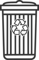 A black and white trash can with a recycling symbol vector