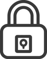 A black and white icon of a padlock vector