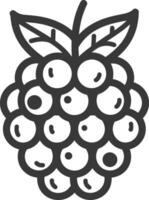 A black and white drawing of a raspberry vector
