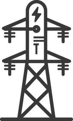 Electricity tower icon isolated on white background