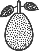 A pear with leaves and leaves on it vector