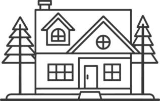 A house with trees and a tree in the background vector