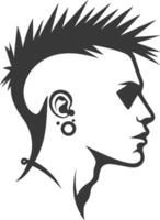 A man with a mohawk and ear piercings vector