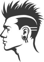 A man with a mohawk and ear piercings vector